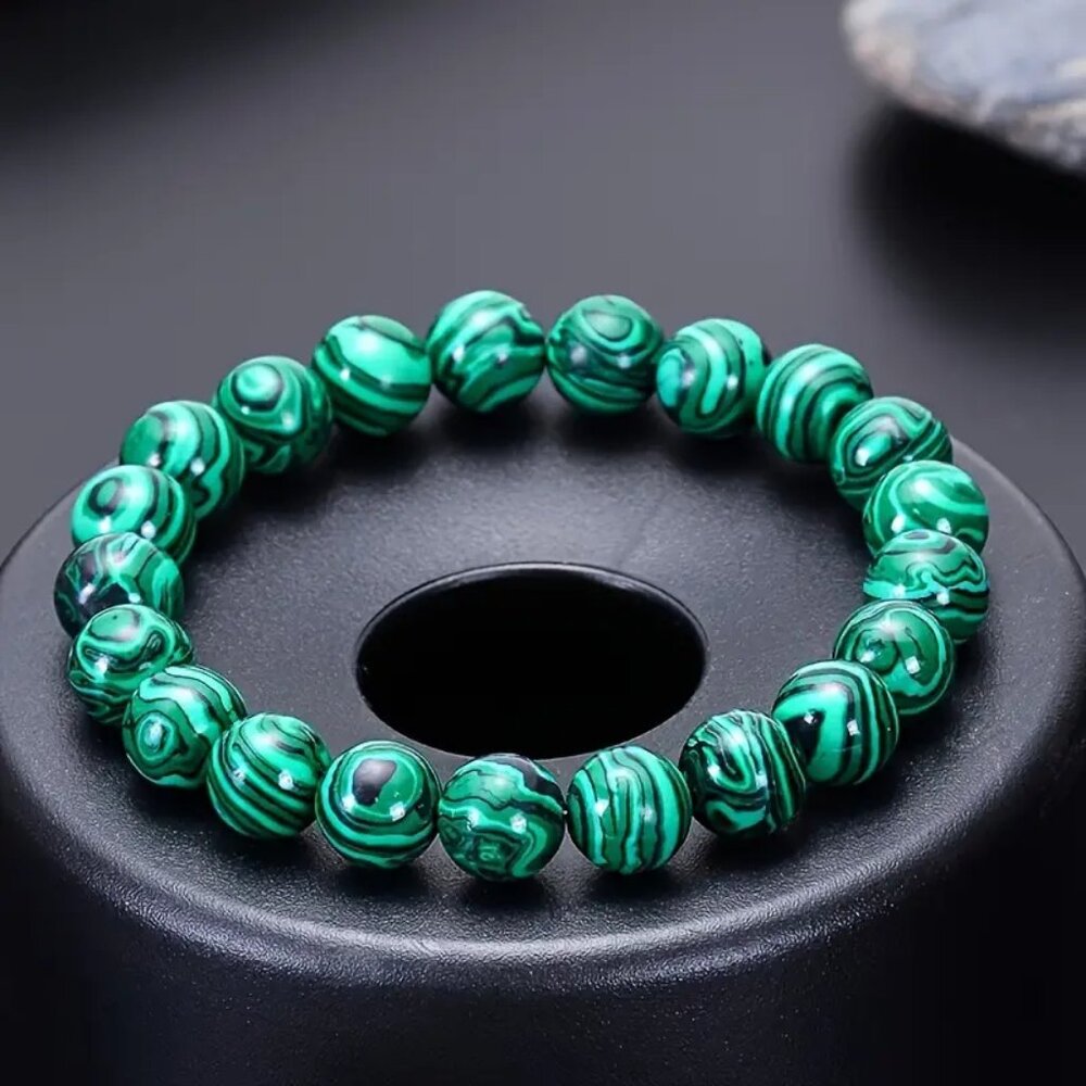 6mm Malachite Bead Bracelet